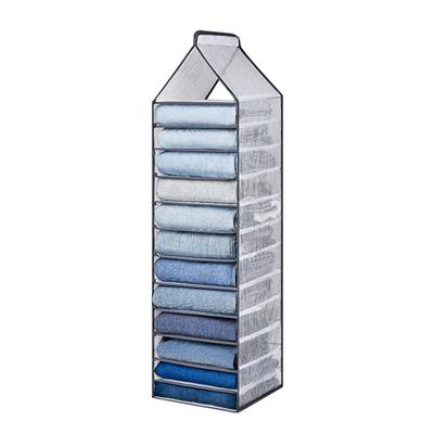 Hanging Closet Organizer 12 Compartments Foldable Clothes Accessories Shelf for Wardrobe Grey