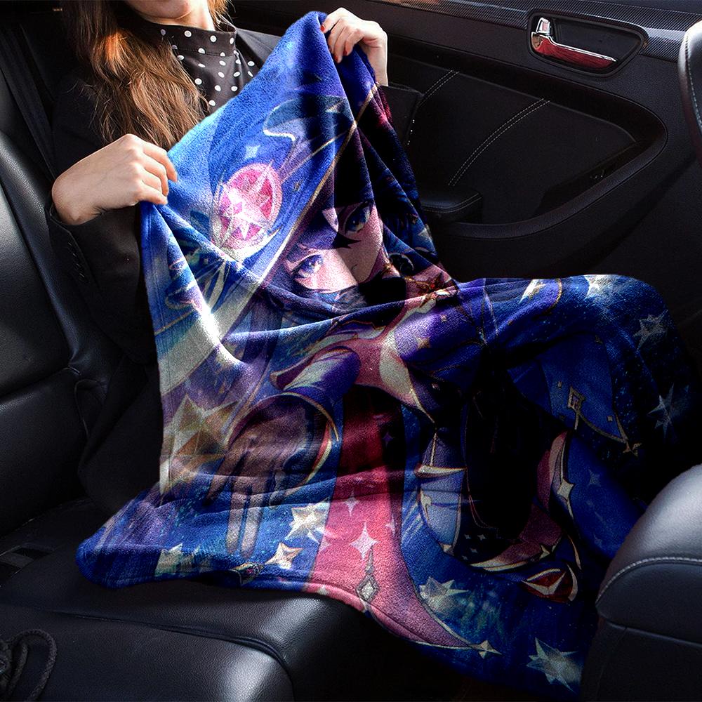 1Pc Genshin Impact Blanket Soft Comfortable Polyester Blanket Four Seasons All Season Blanket Bedroom Office Outdoor Use Anime Style Throw Christmas G