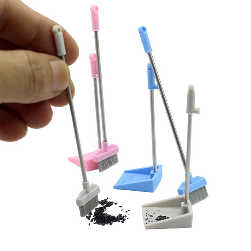 1:12 Dollhouse Miniature Broom Dustpan Package Doll Home Cleaning Tools Decor Toy Micro Life Scene Decoration Props