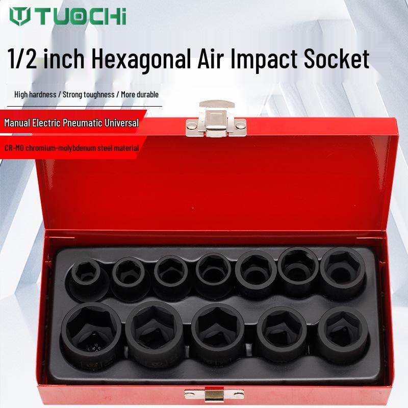 12-Piece Thickened Hex Impact Socket Set for Electric/Pneumatic Wrenches