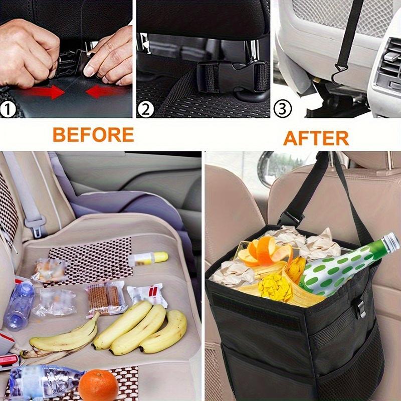 Car Trash Can with Lid Car Folding Storage Box Waterproof Car Garbage Can Car Seat Storage