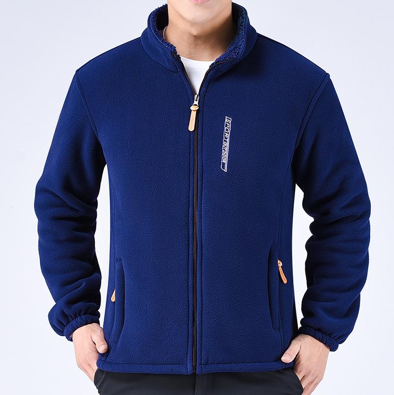 Winter Verdicken Polarfleece Jacke Wärme Winddicht Voll Reißverschluss Mantel Mehrere Reißverschlusstaschen Outdoor Übergröße Jacken Oberbekleidung