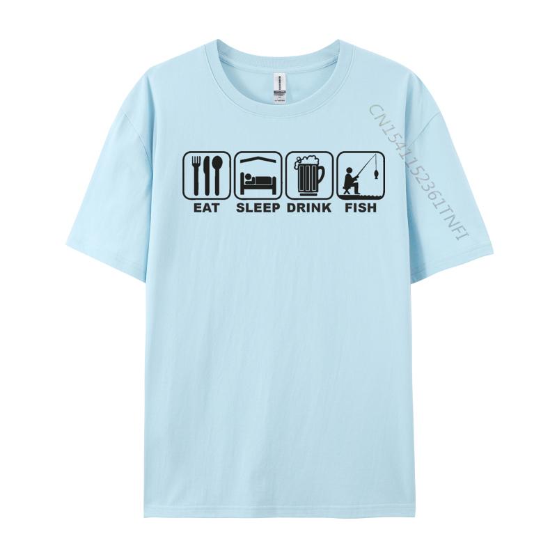 

Tops Tees TShirt Eat Sleep Fish Repeat Tshirt Combed Cotton Crewneck Unisex Tshirts Fitness Tight Prevailing 4XL