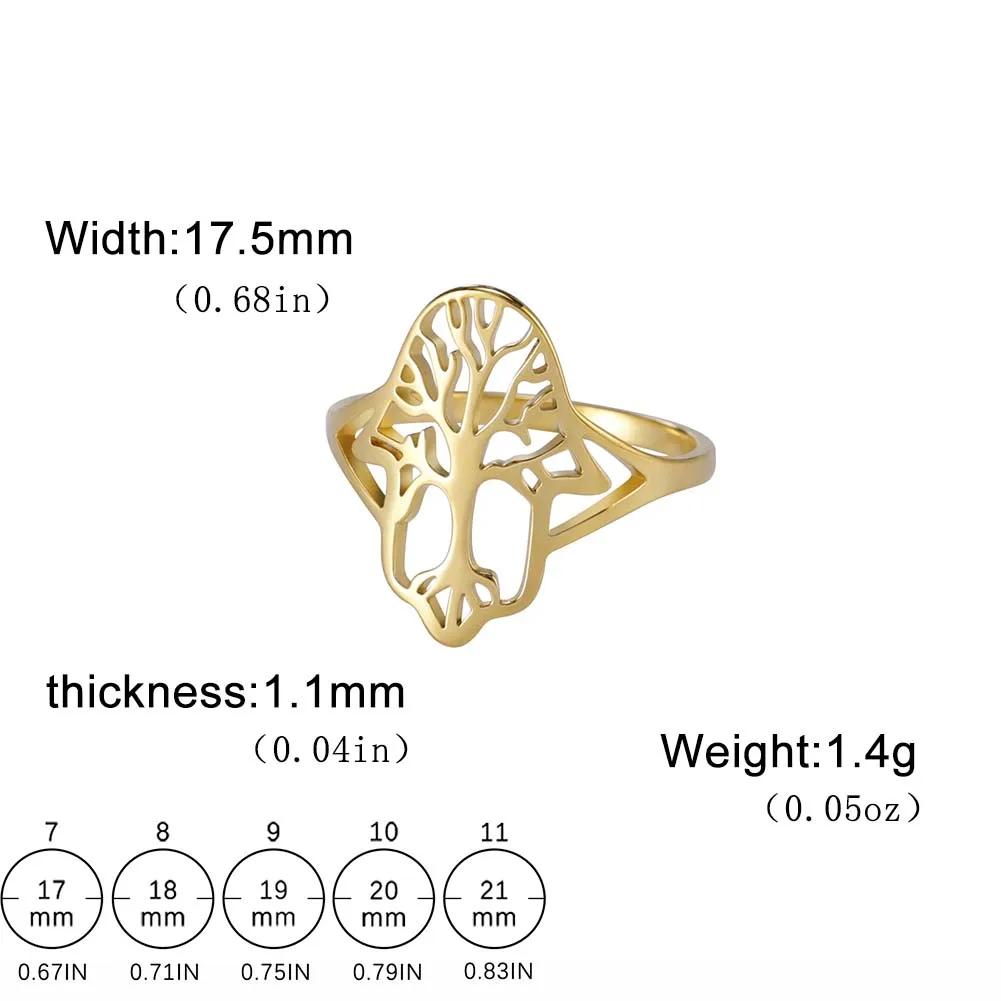 Stainless Steel Tree of Life Ring for Women Vintage Amulet Finger Rings Jewelry Mother's Day Gift