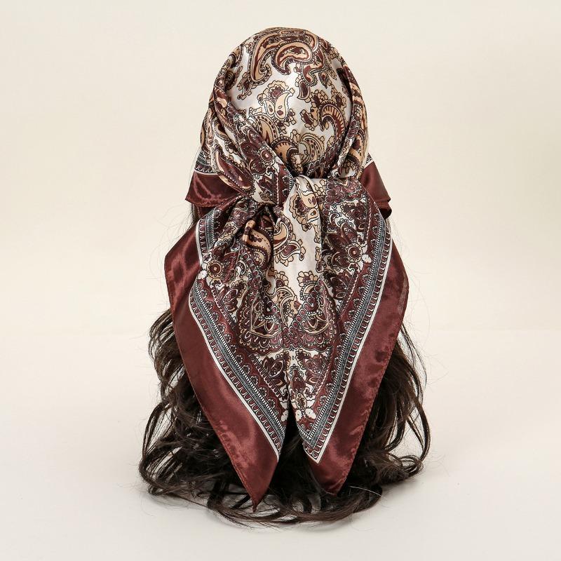 

Весенне-осенний шарф из искусственного шелка, женский * СМ, квадратный шарф с принтом пейсли , атласный шарф, шарф на талию, шаль 90*90CM