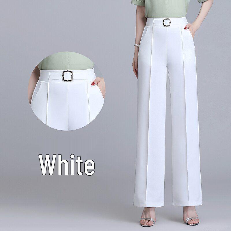 

High-Waisted Draping Ice Silk Wide-Leg Women s Pants for Spring/Summer - Versatile, Loose, and Cropped. S (Below 90 Jin)