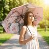 Foldable Reverse Sun Umbrella Floral Print Travel Rain Umbrella Dual-purpose Sunshade  Outdoor Use