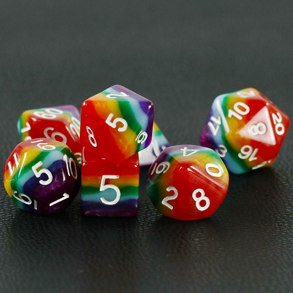 Dice Multi Color Cube Plastic 7 Piece Set for RPG Fun Party Board Game High Quality Durable Construction Stylish Design Practical Daily Use