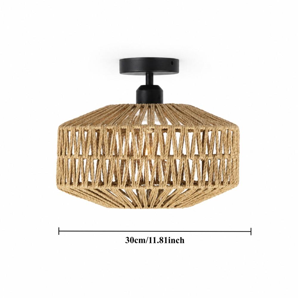 JOYINLED Ceiling Lights Rattan Chandelier Light Fixture Hand Woven Fixture Flush Mount For Hallway Bedroom Kitchen Living Room