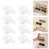 Pack of 8 Transparent Sticker Adhesive Glasses Stands Wall Mounted No Drilling Required for Organized Sunglasses Storage Display