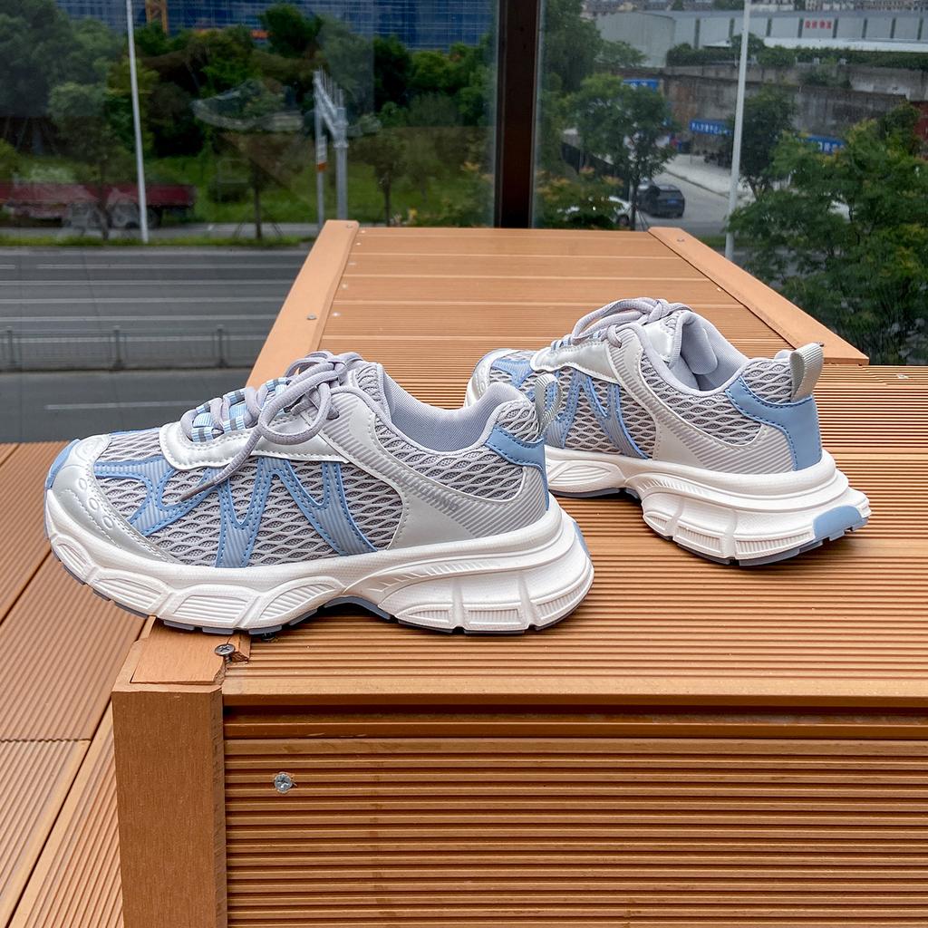 Platform Dad Shoes Women's 2025 Summer New Women's Shoes Mesh Breathable Casual Sports Shoes Soft Leather Versatile Forrest Gump Shoes