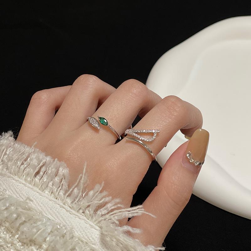 Plain Ring Full Of Diamonds, Stacked With Zir*****Pen Ring Set, Female Exquisite Geometric Temperament, Advanced Sense Index Finger Ring.