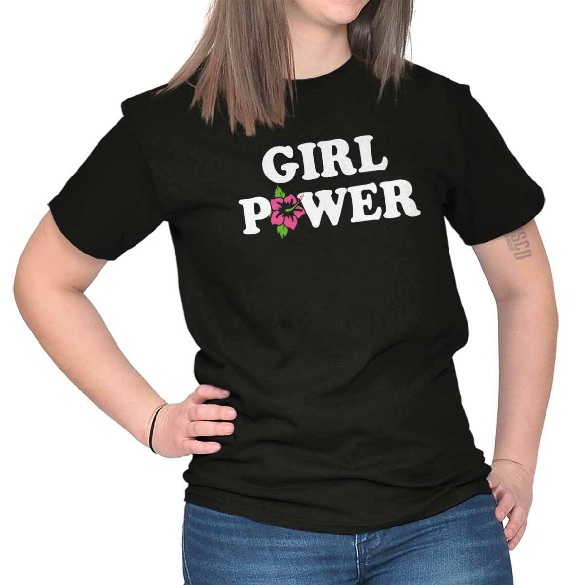 Girl Power Feminist Future Is Female Cute Womens Graphic Crewneck T Shirt Tee M