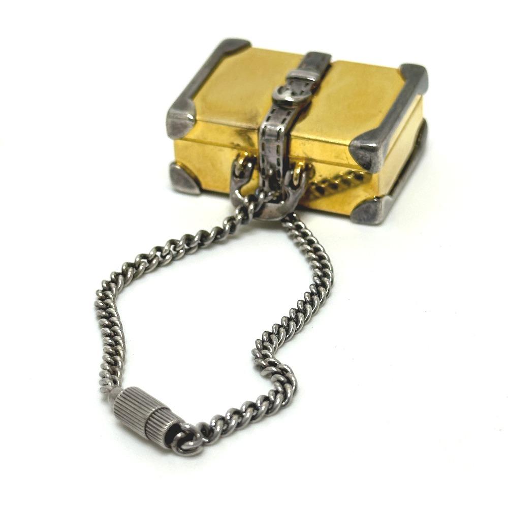 GUCCI Old Gucci Trunk Key Holder Bag Charm Metal Gold x Silver