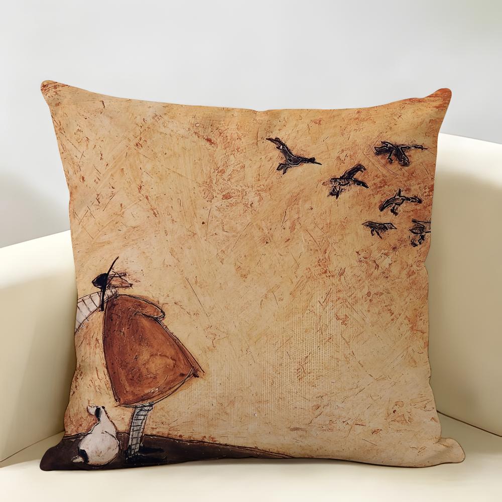 SSam Toft Art Retro Cushion Cover Natural Linen Organic Fabric DoubleSided Printing Room Sofa Decor Pillow Case