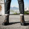 Stivali in Pelle da Uomo Punta Tonda Fatti a Mano Scarpe da Escursionismo Allacciatura Zip Laterale Stivali con Plateau da Passeggio Botas Militares Hombre