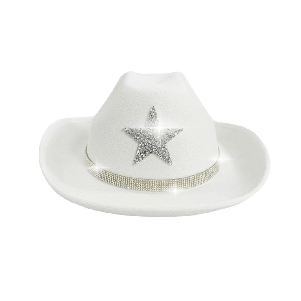 Rhinestone Summer Sun Hat Sparkling Kids Bucket Hat Cool Western Cowboy Hat Dress-Up