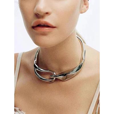 Tooxika Exaggerated Cold Style Metal Three-dimensional Thick Chain Hinge Ring Buckle Necklace Luxury Collar Necklace