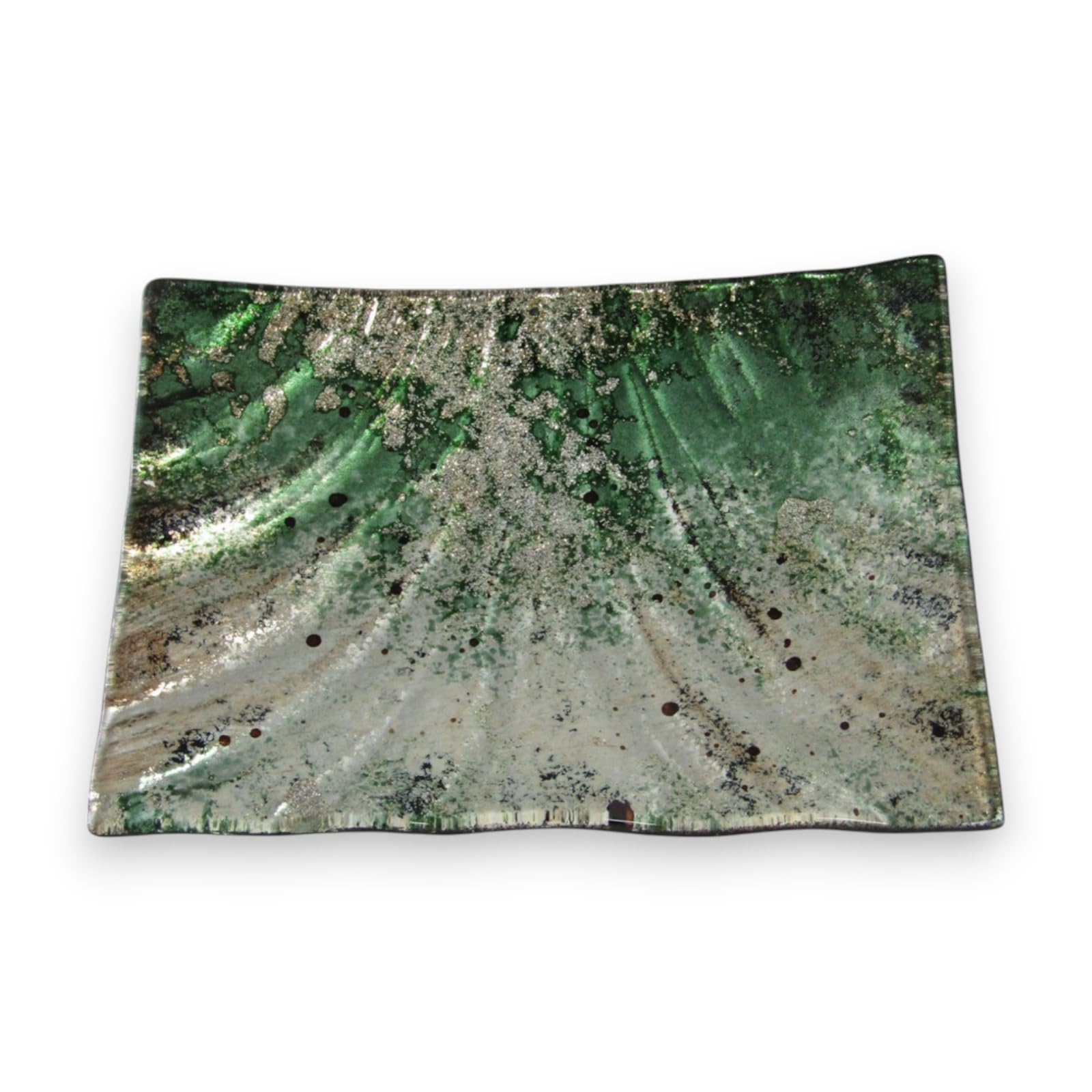 

Small Glass Side Green and by Sairan J-Kitchens Plate, Rectangular, 15cm, Gold, зелёный