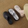 2025 Summer New Woven Hollow Thick-soled Bag Head Rear Empty Slippers Wear High-heeled Muller Shoes Fashion Shoes Women's Slippers