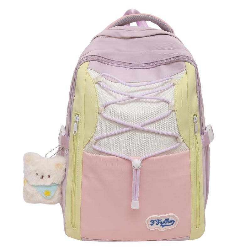 Kontrastfarbige Nähte Studenten-Schultasche Damen Leichter Reise-Rucksack