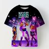 KPOP Demon Slayer Collaboration 3D Digital Print Girls' Casual Comfortable Short Sleeve T-Shirt Children's Clothing