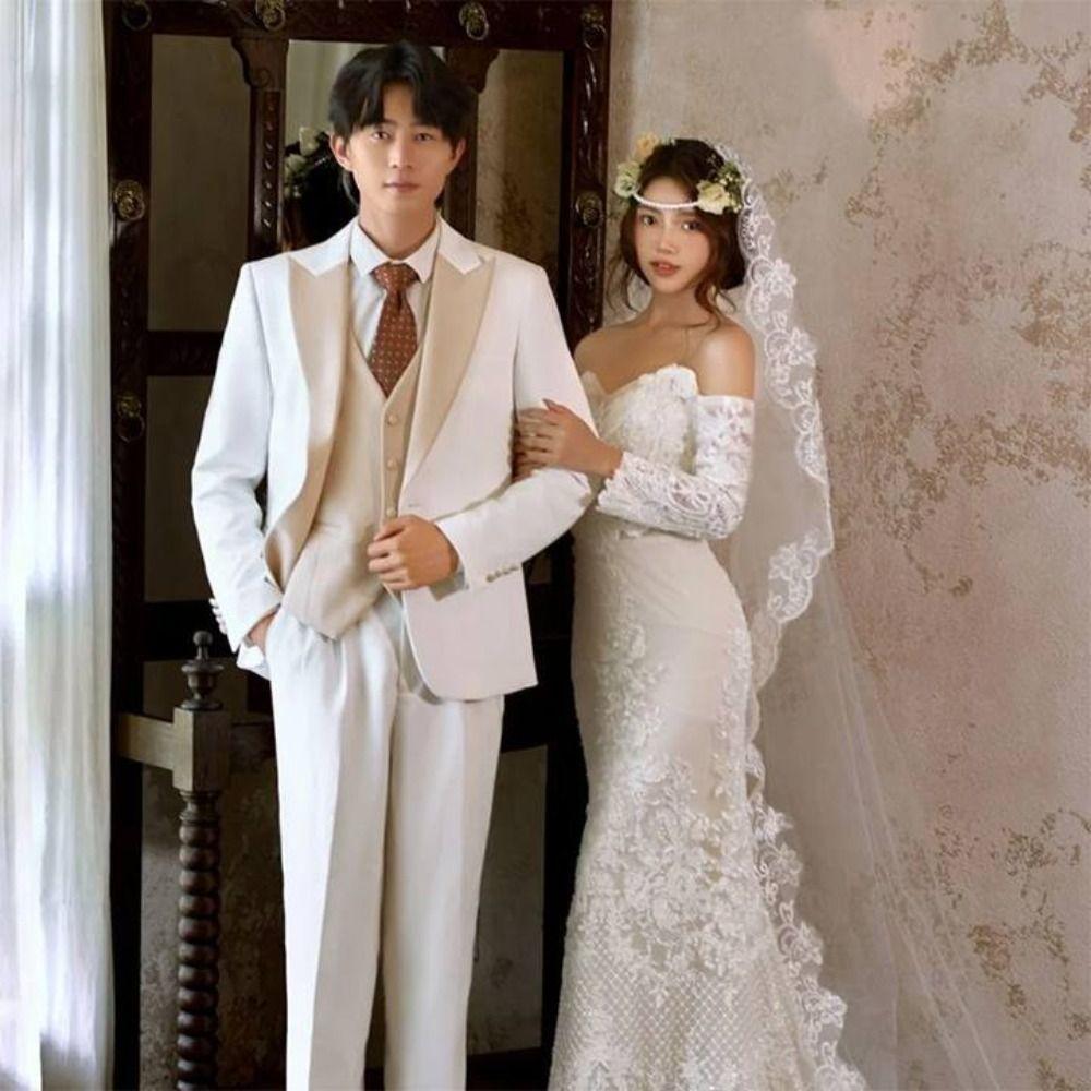 Lace Flower Bridal Veil Long Bride Head Gauze Elegant Wedding Veils  Wedding Accessories