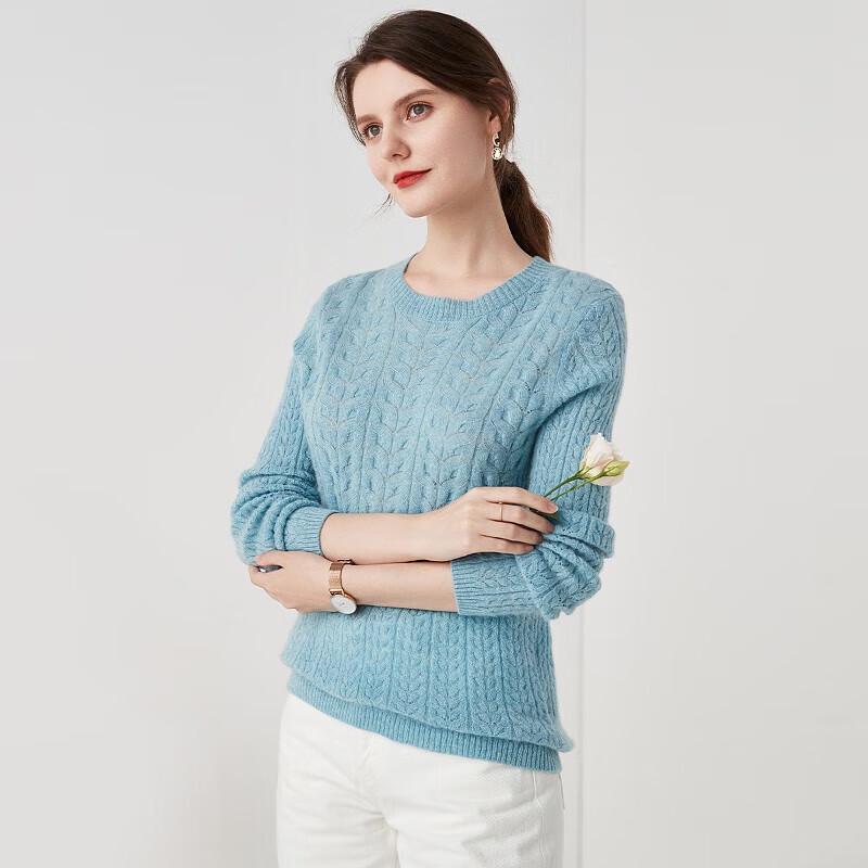 Zhaojun Women's Pure Color Round Neck Cashmere Sweater