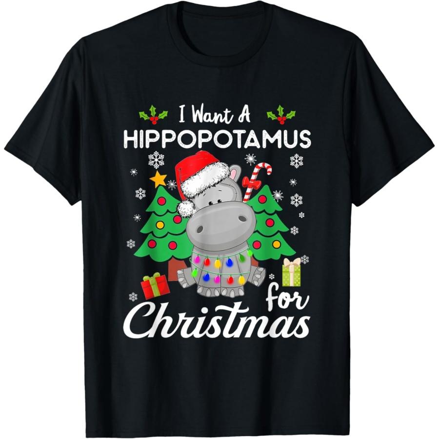 I Wanna Hippopotamus Christmas T-Shirt S