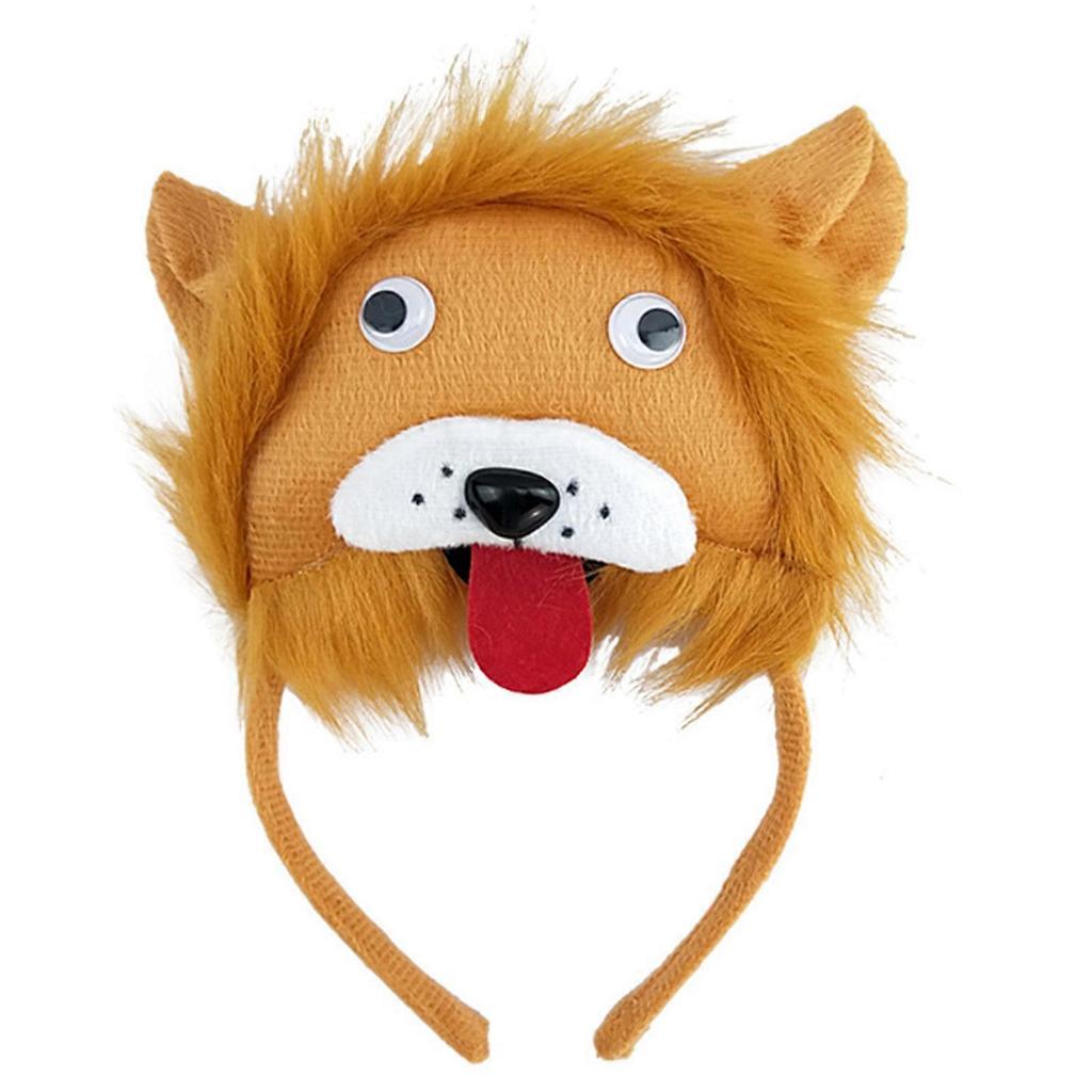 for Creative Funny Lion Hair Hoop Headdress Plush Cartoon Animal Headband Hair Accessories Costume for Theme Party Stereo face lion