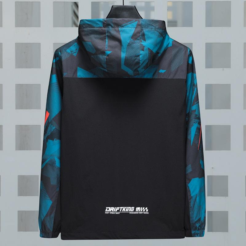 New Spring and Autumn Men's Fashionable Jacket Hong Kong Style Handsome Loose Casual Camouflage Hooded Jacket