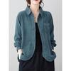 Plus-Size Womens Casual Fashion Turn Down Collar Long Sleeve Loose Corduroy Cardigans Blazer Jacket Loose L-3XL