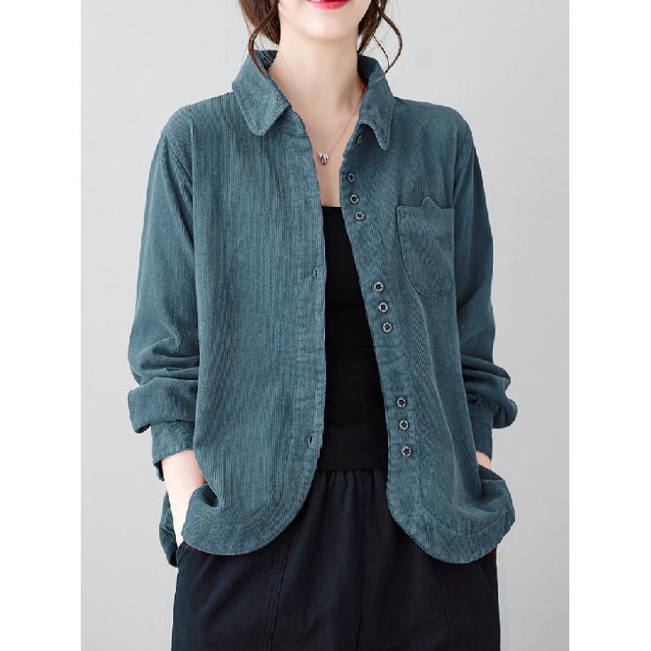 Cardigans Blazer Veste Décontractée Mode Femme Grande Taille Col Rabattu Manches Longues Ample Velours Côtelé Ample L-3XL