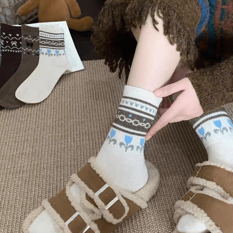 Female Autumn and Winter Warm and Thick New Style All Build National Wind Tube Pile Socks