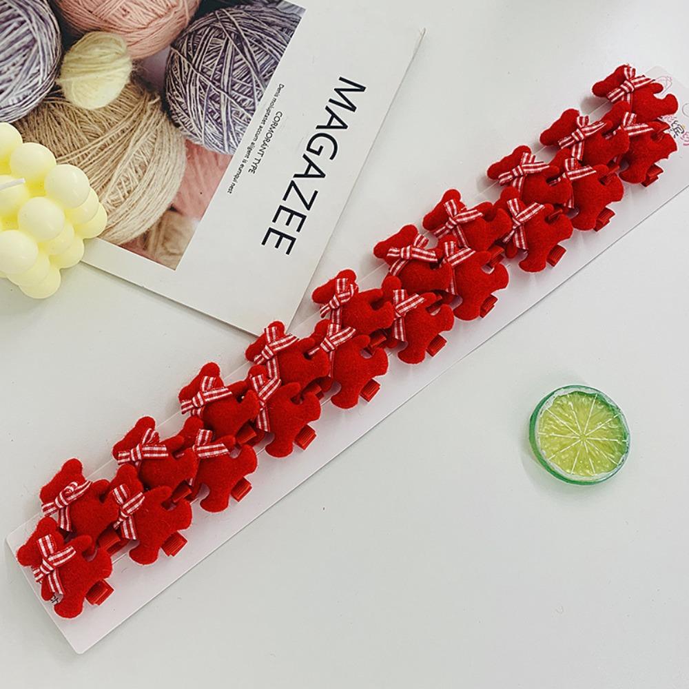 2pcs Hanfu Headdress Children Wig Hairpin Tassel Headband Red Bow Hairclip New Year Headwear