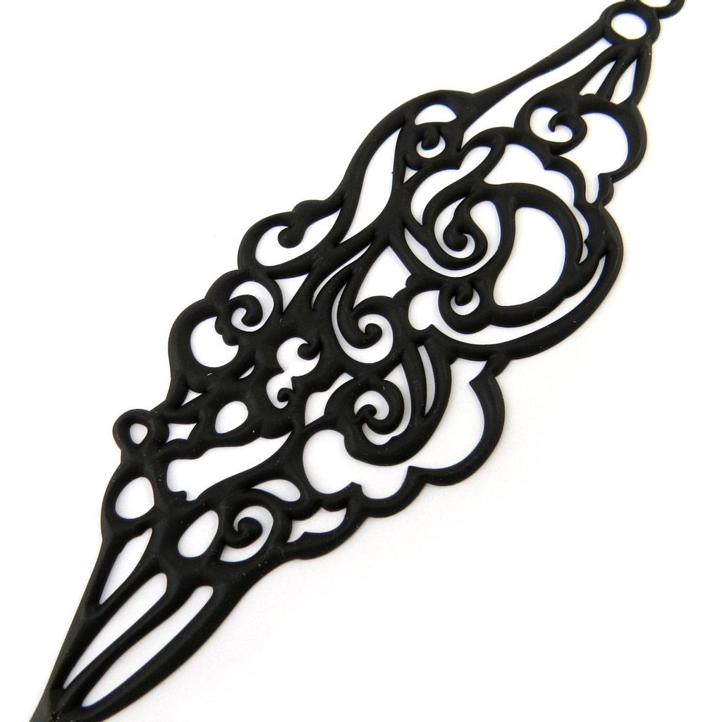 Les Trésors De Lily [P0693] - Black 'Batucada' Designer Bracelet (Clouds)