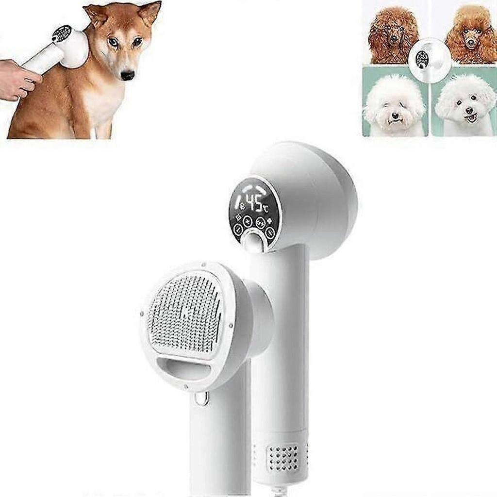 Low Noise Pet Hair Dryer With Slicker Brush, 2 In1 Steam Brush For Dogs