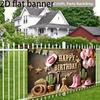 2D Wild West Birthday Backdrop, Girl's Rodeo Party Background Cloth