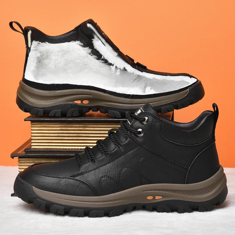 

Ретро зимняя обувь мужские ботинки из натуральной кожи уличные ботинки повседневные винтажные походные ботинки со шнуровкой однотонные теплые мужские зимние ботинки 44