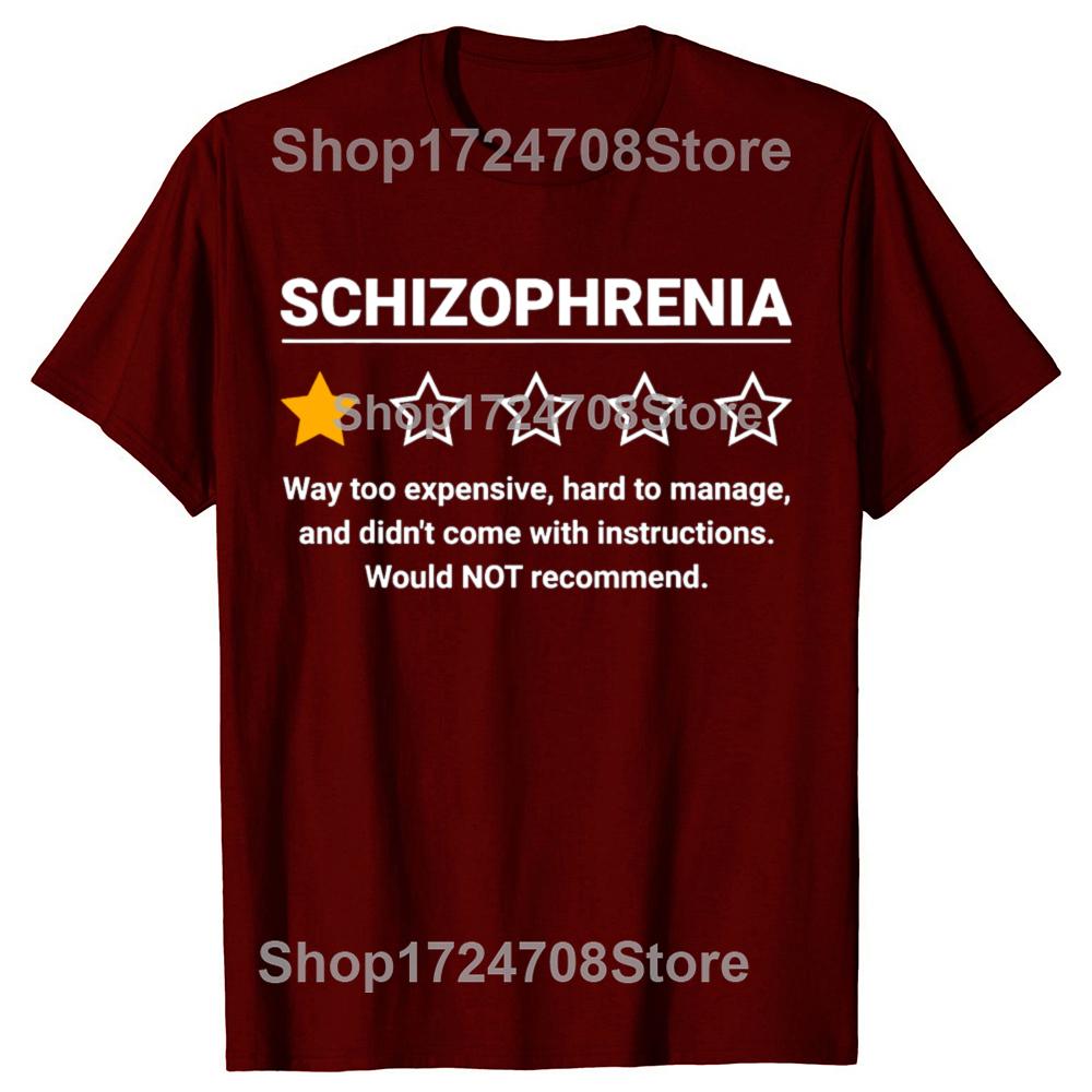 Schizophrenia One Star Rating Funny Awareness T-shirts Men Women's Fashion Casual Tshirt 100% Cotton Loose Oversized T Shirt
