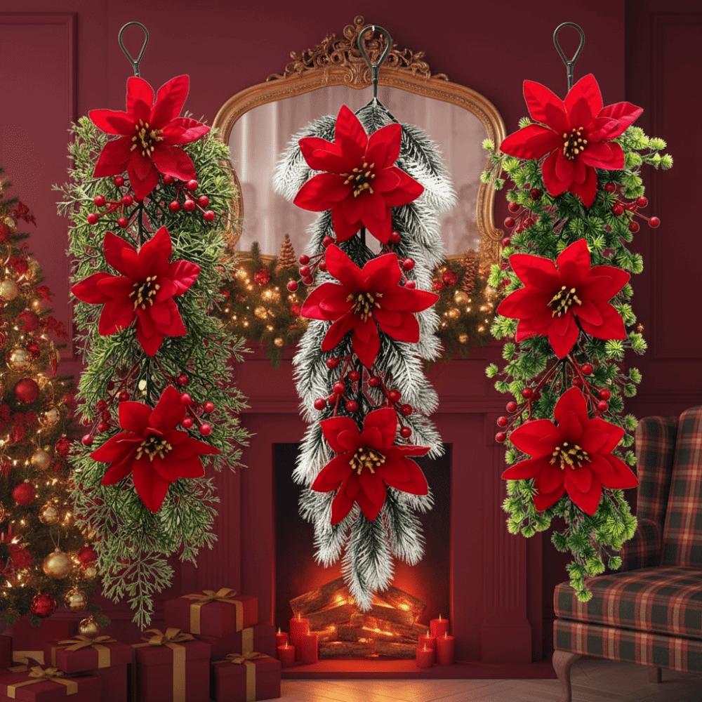 Faux Flower Artificial Pine Branch Wall-Mounted Hanging Ornament Christmas Hanging Vine Home Party