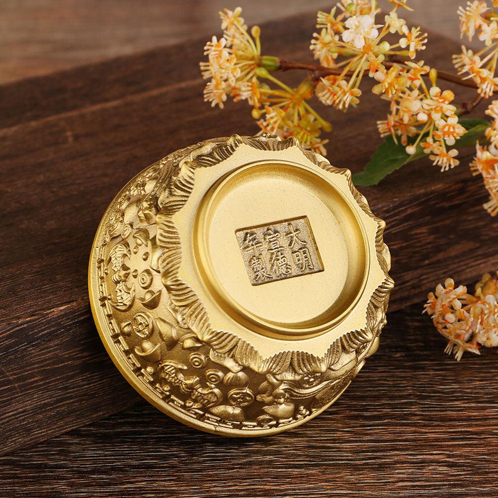 Decorative Brass Fortune Bowl Unique Metal Treasure Basin for Tabletop Home Decor Ideal Gift for Family Friends