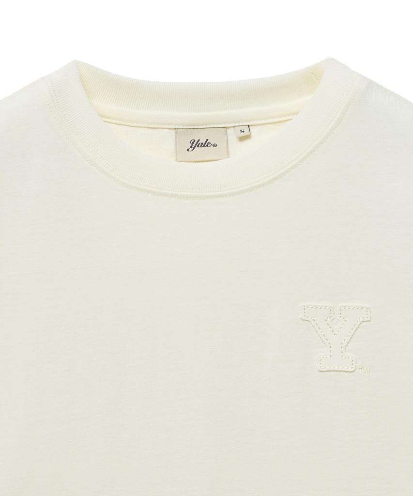 YALE Women'S Crop Applique Short Sleeve T-Shirt_Ivory