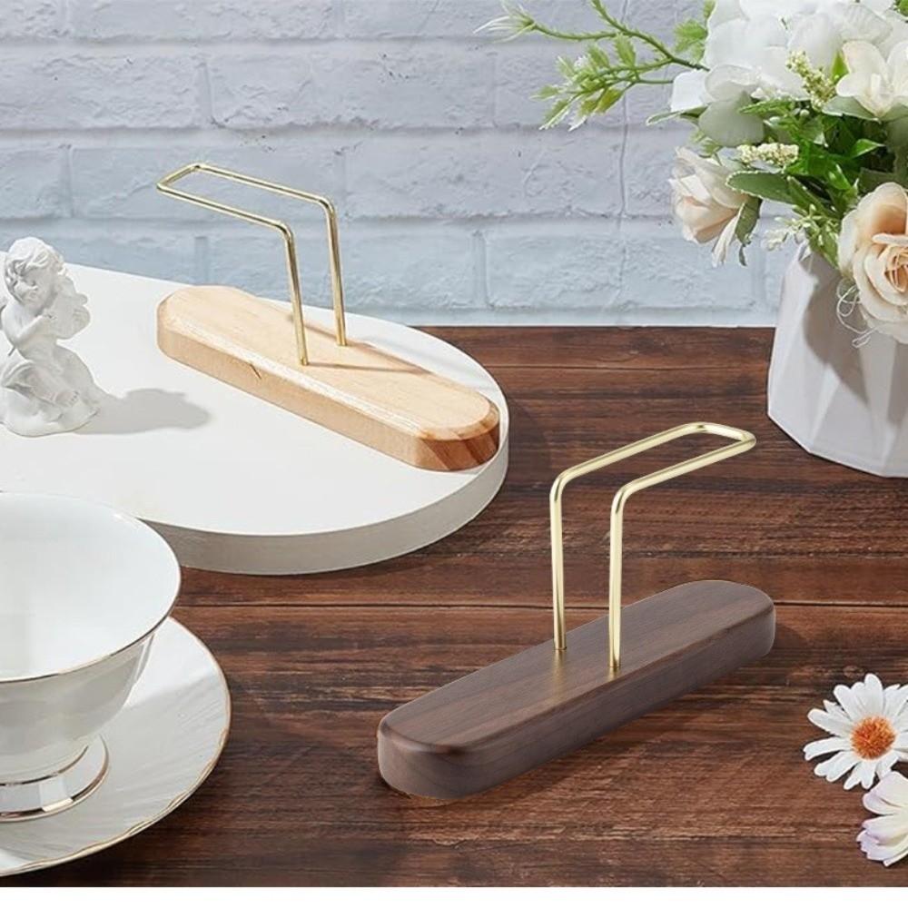 Vertical Design Stand Coffee Filter Storage Durable Wooden Dustproof Bracket  Coffee Bar