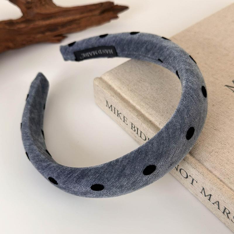 Autumn Winter Velvet Polka Dot Headband for Woman Girl Temperament Hair Hoop Wide Sponge Hair Band Lady Fashion Hair Accessories