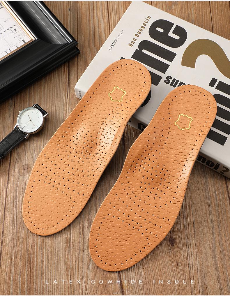 Orthopedic Genuine Leather High Arch Support Insoles - Odor-Resistant, Breathable, Sweat-Absorbent for Men & Women