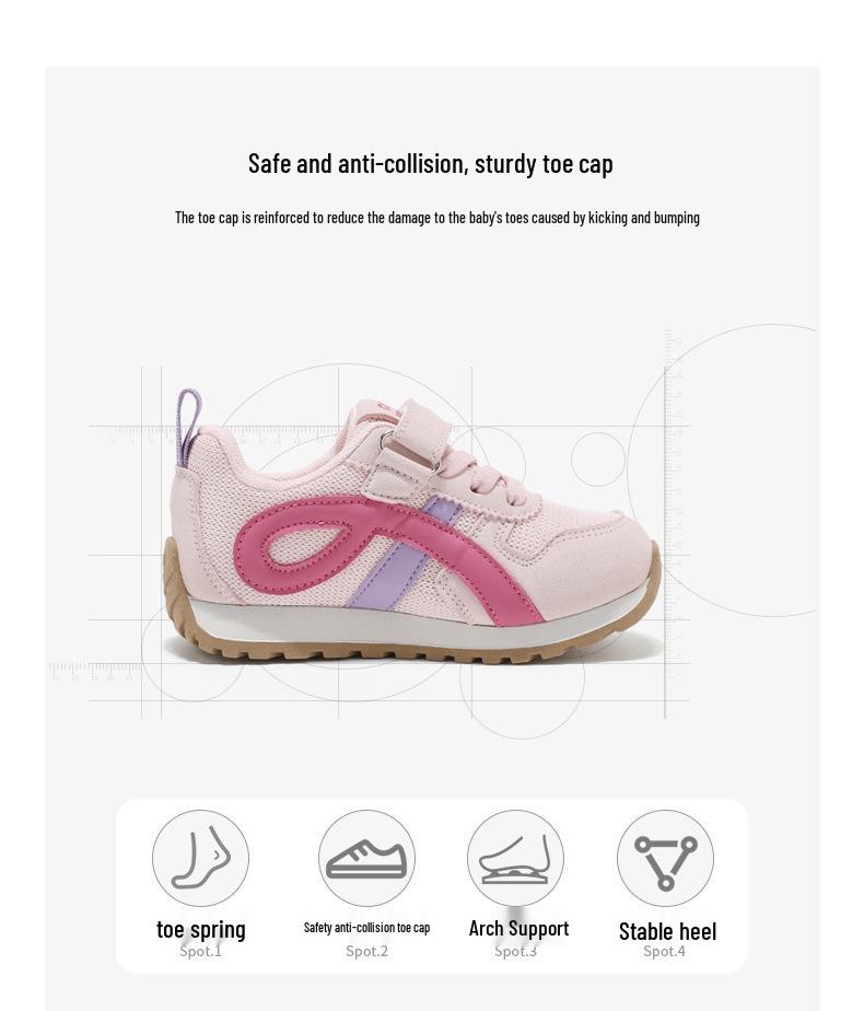 ABC Kids Spring 2026 Girls' Soft Sole Sports Shoes - Breathable Mesh Casual Sneakers for Children.