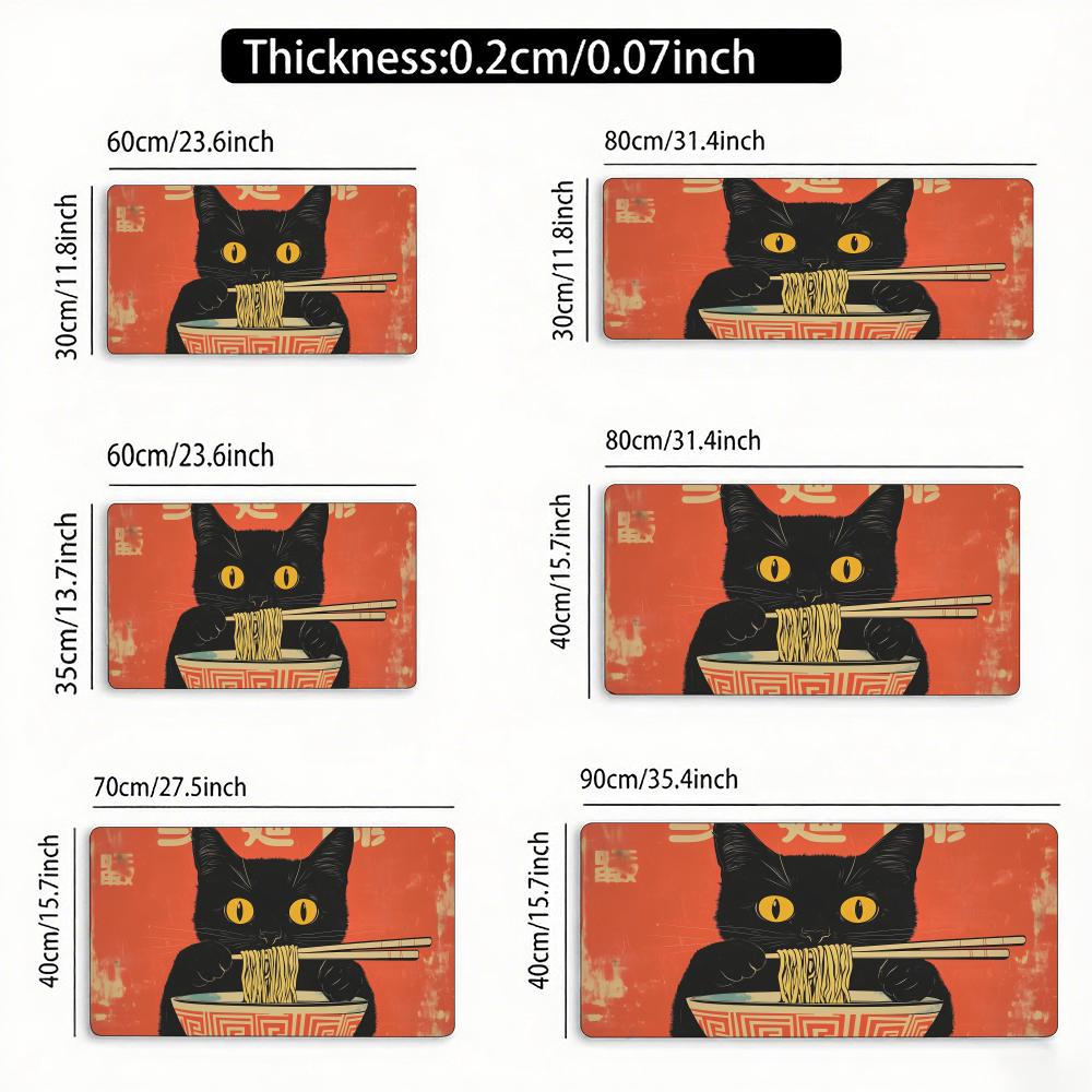 Vintage Cat Ramen Magic Party Game Mat Durable Rubber for MTG&TCG Games 35X60cm Mouse Pad Office Desk Mats Party Friendly Design