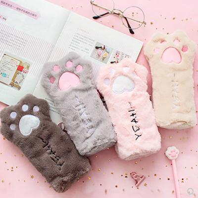 1 PCS Kawaii Cute Cartoon Cat Paw Pen Pencil Bag School Office Supplies Stationery Makeup Pouch Cosmetics Case