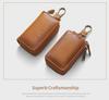 2023 Men's Genuine Leather Retro Car Key Cover, Contrast Color, Single & Double Layer Options